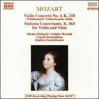 [중고] Takako Nishizaki, Stephen Gunzenhauser / Mozart: Violin Concerto No.4 K218, Sinfonia concertante K364 (수입/8550332)