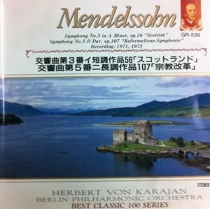 [중고] Herbert Von Karajan / Mendelssohn : Symphony No.3 &#039;scottish&#039;, No.5 Reformations&#039; (일본수입/gr539)