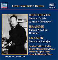 [중고] Jascha Heifetz / Beethoven : Violin Sonata No.9 &#039;Kreutzer&#039;, Brahms : Violin Sonata, Franck : Violin Sonata (수입/8110990)
