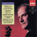 [중고] Yehudi Menuhin, Otto Klemperer, John Pritchard / Beethoven : Violin Concerto, Romances No.1 &amp; 2 (수입/077776432427)