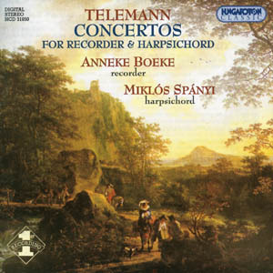 [중고] Anneke Boeke, Miklos Spanyi / Telemann : 6 Recorder &amp; Harpsichord Concertos (수입/31850)