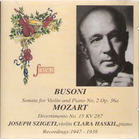 Joseph Szigeti, Clara Haskil / Busoni - Mozart (수입/미개봉/qt99351)