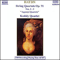 [중고] Kodaly Quartet / Haydn : String Quartets No.54-56 Op.71-1~3 &#039;Aponyi Quartets&#039; (하이든 : 현악 사중주 54-56번/수입/8550394)