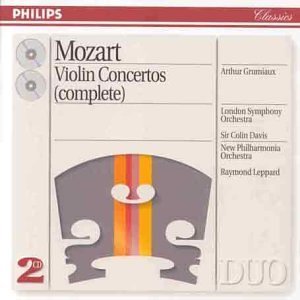 [중고] Arthur Grumiaux, Colin Davis, Raymond Leppard / Mozart : Violin Concertos No.1 -5, Sinfonia Concertante K.364 (2CD/수입/4385642)