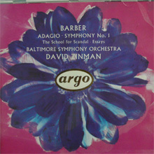 David Zinman / Barber : Adagio, Symphony No.1 (미개봉/dd1142)