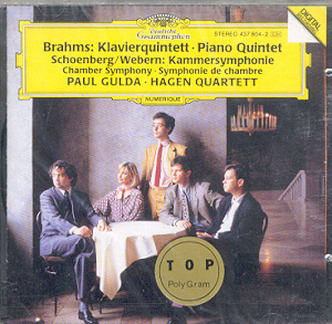 Hagen Quartett / Brahms : Piano Quintet Op. 34A, Chamber Symphony No. 1 Op. 9 (미개봉/dg1376)